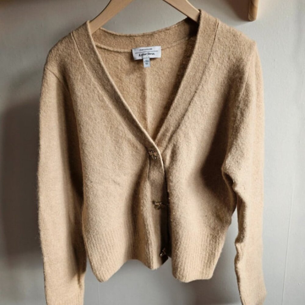 brown wool alpaca knitted cardigan